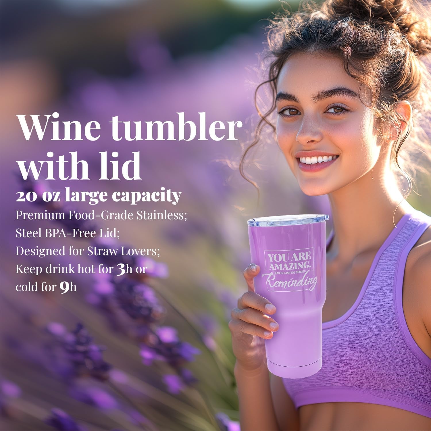 Self Care Gifts for Women Get Well Soon Gifts, Purple Birthday Gift Baskets, 8Pcs Lavender Bath and Body Sets with 20Oz Vacuum Insulated Tumbler Mother'S Day Gifts for Mom