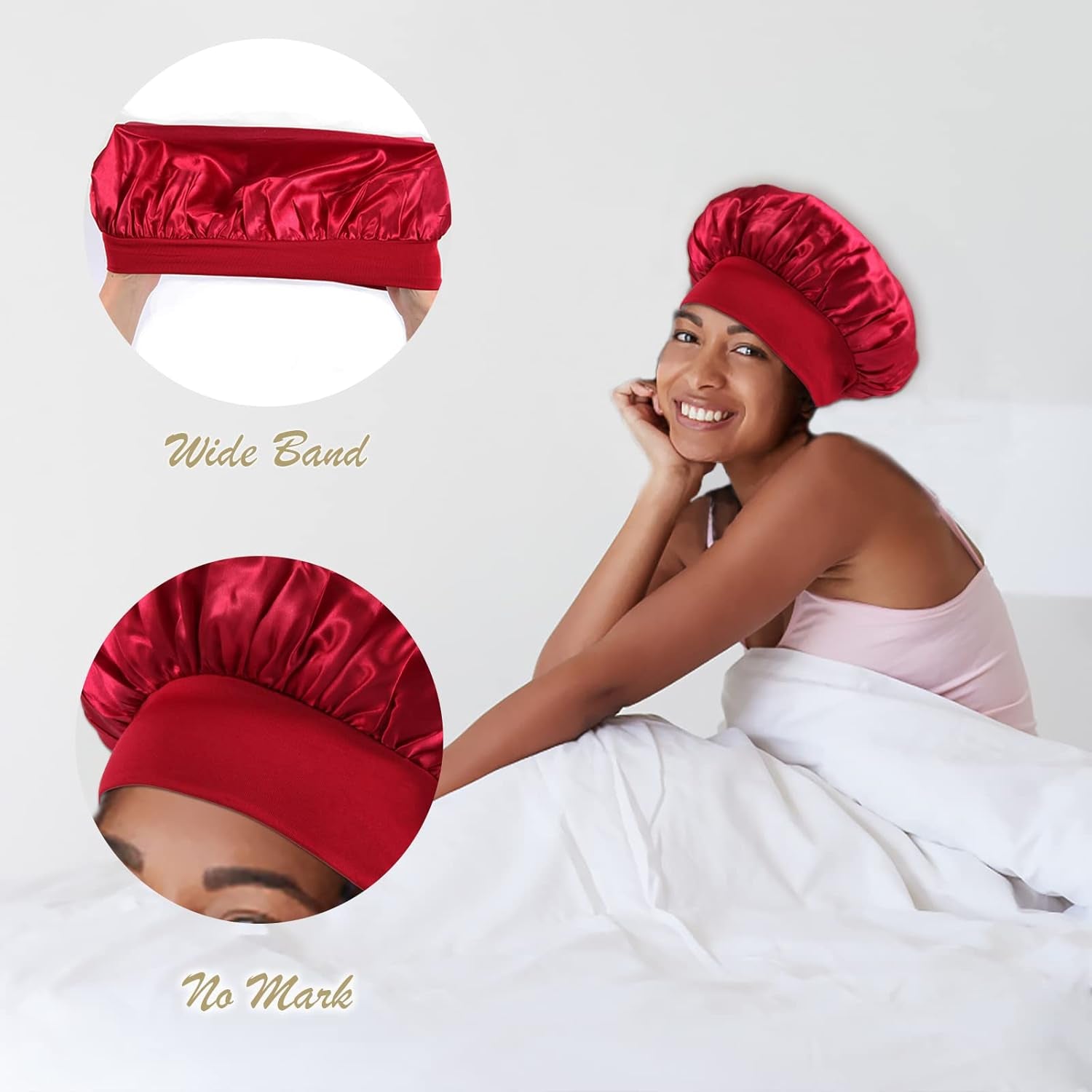 10 Pcs Bonnet, Superior Satin Bonnet with Elastic Wide Band, Silk Hair Bonnet for Sleeping Women Men Curly Dreadlock Braid Hair (Multicolor Share Pack)
