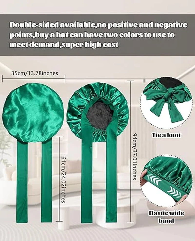 Satin Bonnet Silk Bonnet for Sleeping Silk Sleep Cap Double Layer Hair Bonnet with Elastic Tie Band