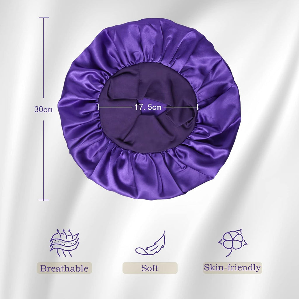 10 Pcs Bonnet, Superior Satin Bonnet with Elastic Wide Band, Silk Hair Bonnet for Sleeping Women Men Curly Dreadlock Braid Hair (Multicolor Share Pack)