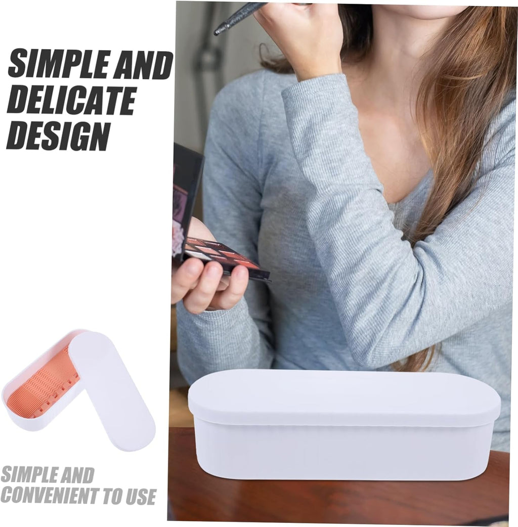 Makeup Brush Cleaner Box Makeup Tools Organizer Brush Holder Drying Rack Safe Material White