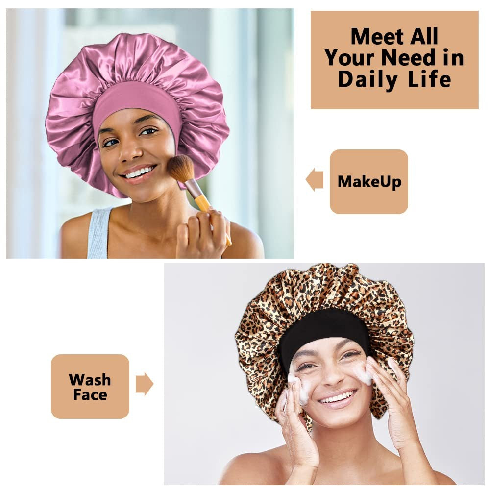 3PCS Extra Large Satin Bonnets for Sleeping, Hair Bonnets for Black Women Braids
