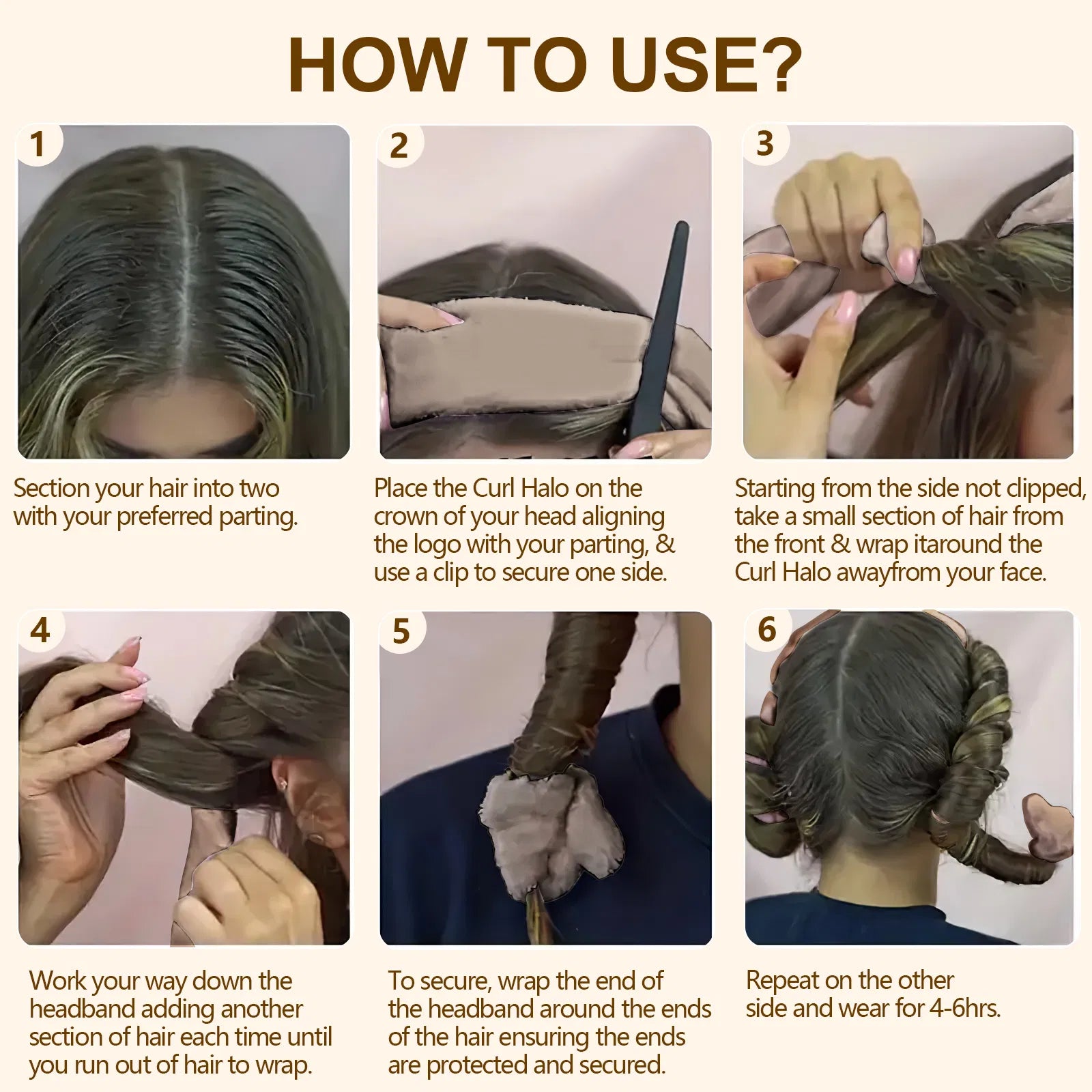 Satin Heatless Hair Curler, Lazy Natural Soft Wave DIY Heatless Curls for Sleep in Overnight, for All Hair Types - Light Brown