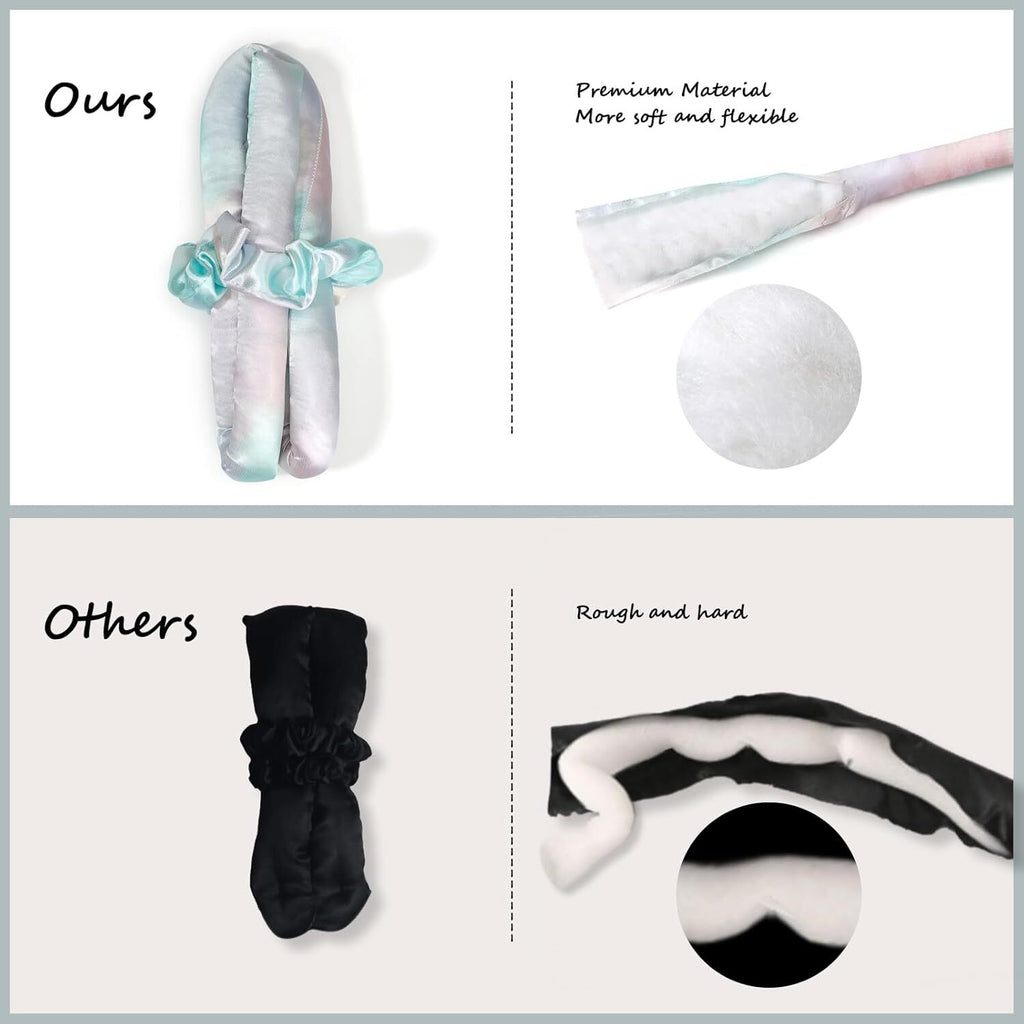 Satin Heatless Hair Curler Set Adjustable Sleep-Friendly Curling Rod & Headband