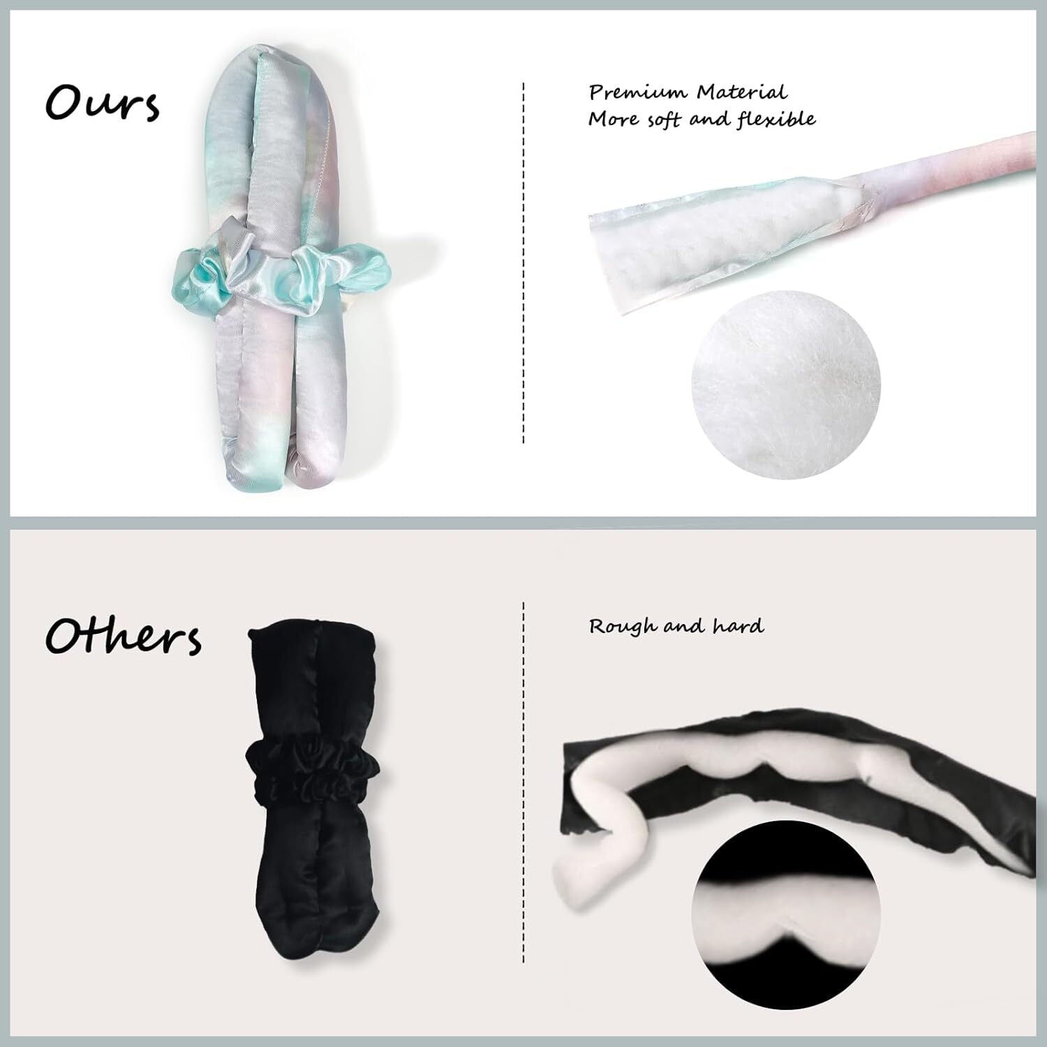 Satin Heatless Hair Curler Set Adjustable Sleep-Friendly Curling Rod & Headband