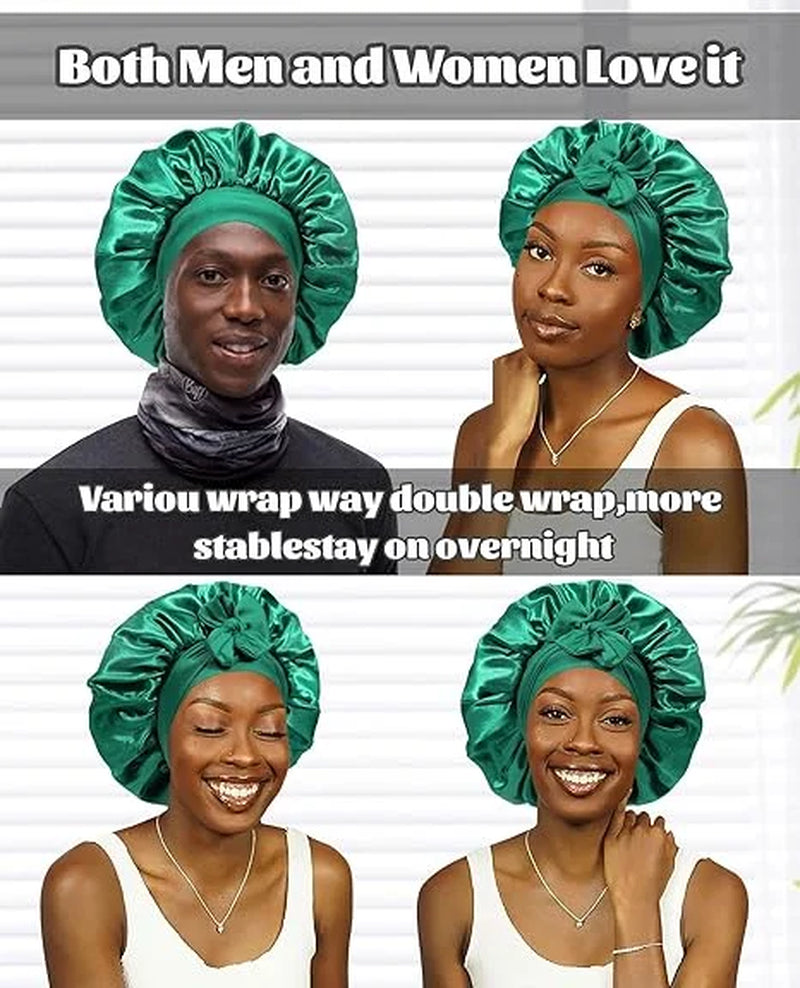 Satin Bonnet Silk Bonnet for Sleeping Silk Sleep Cap Double Layer Hair Bonnet with Elastic Tie Band