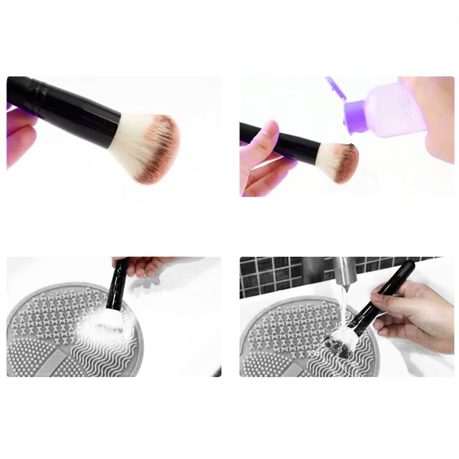 Silicone Makeup Brush & Sponge Cleaner - Cosmetic Brush Cleaning Mat, Suitable for Powder Puff (Gray)