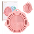 Foldable Silicone Makeup Brush Cleaner Bowl -  Portable Cleaning Tool for Brushes, Powder Puffs, and Sponges (Pink)