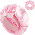 Satin Bonnet for Women, Silk Hair Bonnet for Sleeping Cap with Tie Band and Scrunchies, Hair Bonnet for Curly Hair Braid