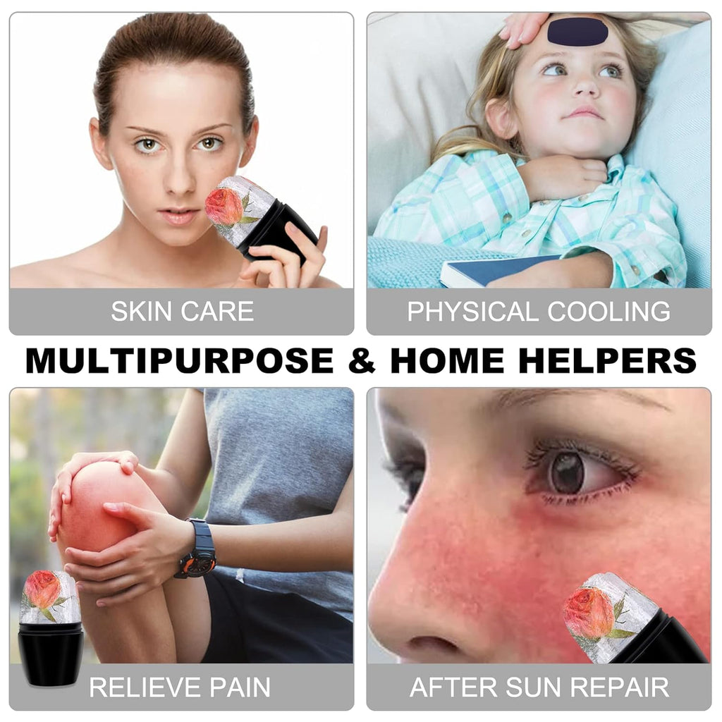 Ice Face Roller - Brighten & Tighten Skin with Reusable Ice Mold - Gift for Women (Black)