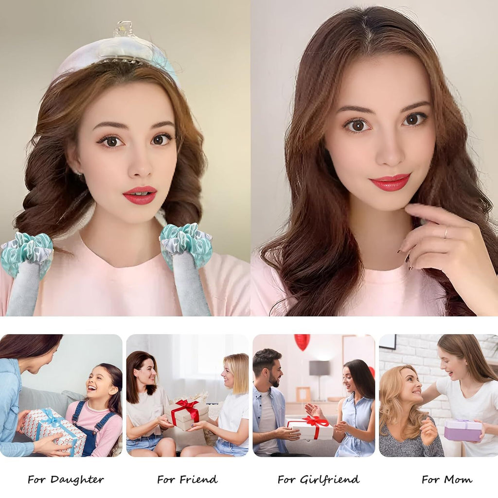 Satin Heatless Hair Curler Set Adjustable Sleep-Friendly Curling Rod & Headband