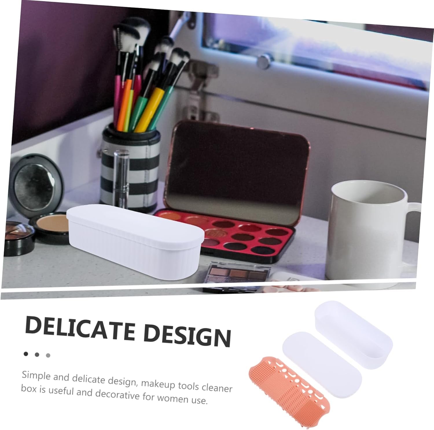 Makeup Brush Cleaner Box Makeup Tools Organizer Brush Holder Drying Rack Safe Material White