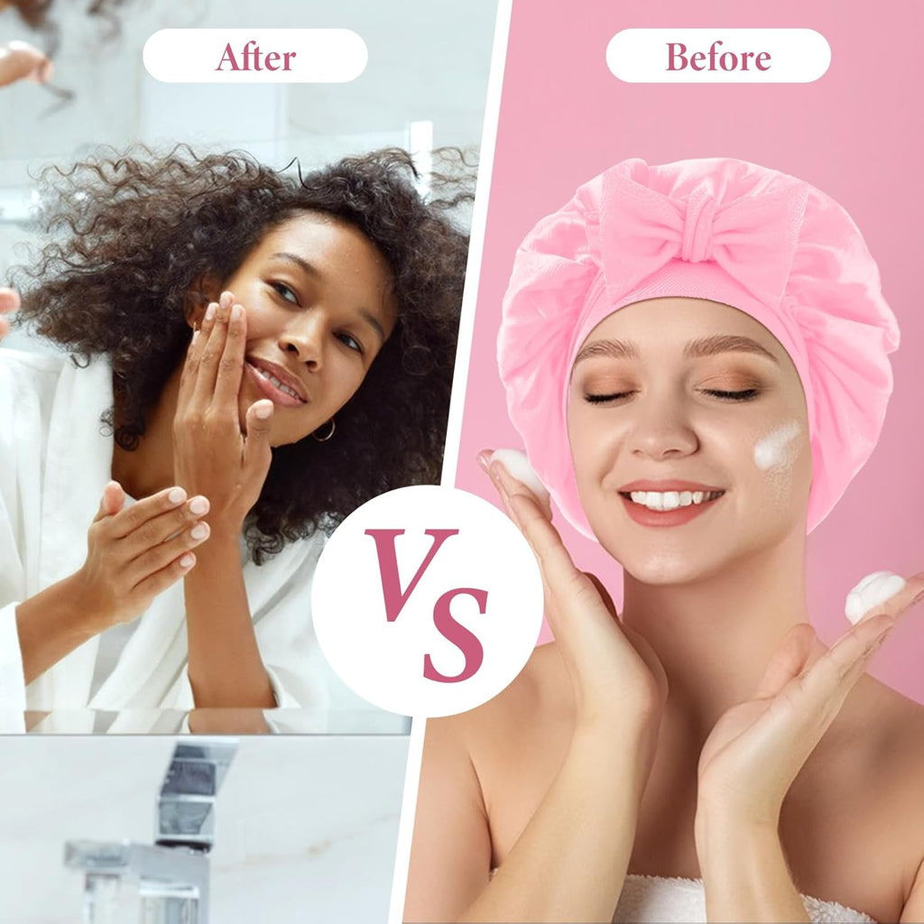 Satin Bonnet for Women, Silk Hair Bonnet for Sleeping Cap with Tie Band and Scrunchies, Hair Bonnet for Curly Hair Braid