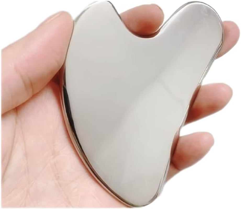Stainless Steel Gua Sha Facial Tools Set, Metal Guasha Tool for Face and Body Massage（Scraping Board+Leather Cover）