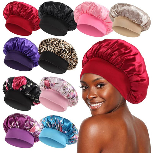 10 Pcs Bonnet, Superior Satin Bonnet with Elastic Wide Band, Silk Hair Bonnet for Sleeping Women Men Curly Dreadlock Braid Hair (Multicolor Share Pack)